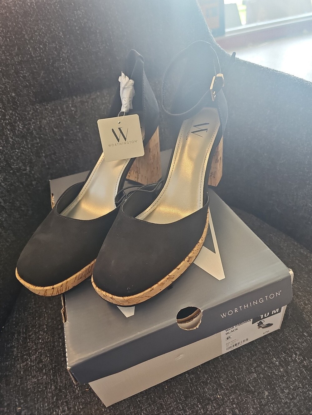 NIB Worthington Women's Size 10 Panama Black Block Platform Heel Pumps Shoes